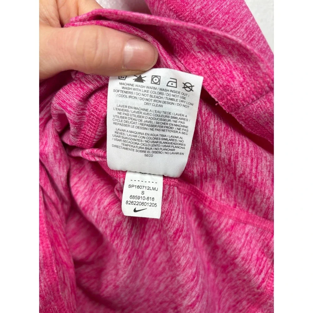 Nike Dri-Fit Pink Heathered Womens Small Long Sleeve Running‎ Quarter Zip Top